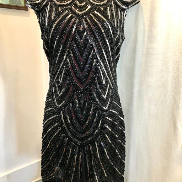 Babeyond Beaded and Fringed Black Dress Flapper Style - Picture 5 of 12
